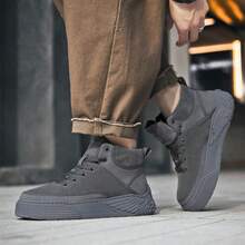 Giày thể thao nam đế dày màu trơn thiết kế đơn giản thời trang đa năng thường ngày - Xám - Xem 4