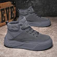 Giày thể thao nam đế dày màu trơn thiết kế đơn giản thời trang đa năng thường ngày - Xám - Xem 1