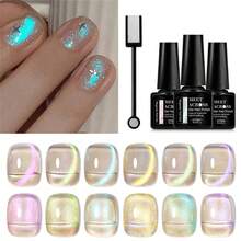 MEET ACROSS Bộ sơn móng tay dạng gel Aurora Cat Eye 1/7/9 chiếc, Sơn móng tay dạng gel Aurora Cateye màu xanh lam, Hiệu ứng Holographic Cateye sáng bóng, Keo dán móng dạng gel từ tính bán vĩnh viễn 7ML, Gel UV LED ngâm lâu trôi, Đồ dùng làm móng, Làm móng nghệ thuật, Làm móng tại nhà, Quà tặng cho phụ nữ - Nhiều màu - Xem 16