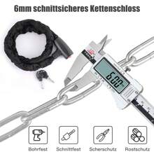 120cm Bicycle Lock High Security, Chain Lock Bicycle Made Of 6mm Hardened Steel, Long Bicycle Lock With 2 Keys, Children's Bicycle Lock For Bicycles, Motorcycles, Scooters, E-Bikes - 黑色 - 查看 5