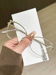 1 件女士不锈钢猫眼镂空水钻时尚百搭眼镜，适合所有季节 - 無色 - 查看 16