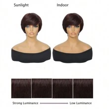 Tóc giả cắt Pixie Tóc giả xoăn ngắn Tóc giả cắt nhiều lớp Tóc giả cắt tóc giả bằng máy Tóc giả màu đen tự nhiên cho phụ nữ - Màu Tím - Xem 7