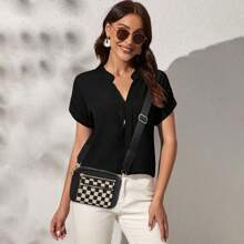 Checkered Crossbody Bags For Women, PU Cross Body Bags With Adjustable Strap, Women's Shoulder Handbags - Black - View 9