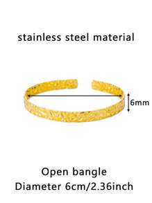 1pc Women Textured Open Cuff Bracelet, Adjustable High-End Simple & Fashionable Jewelry - Yellow Gold - View 17
