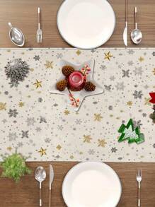 1 chiếc khăn trải bàn họa tiết cây thông Noel màu vàng và bạc, khăn trải bàn trang trí nhà cửa Giáng sinh, đồ dùng tiệc trong nhà và ngoài trời, trang trí phòng. Thích hợp cho trang trí nhà bếp gia đình Giáng sinh & lễ kỷ niệm tiệc Giáng sinh - Nhiều màu - Xem 5