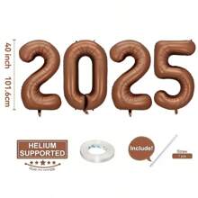 40 Inch Caramel Chocolate Number 2025 Foil Balloon, Oversized Chocolate Number Balloon For Birthday Party, Anniversary Celebration, New Year, Christmas Decoration, Photo Backdrop - Chocolate - View 2