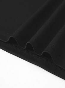 男式加大码图案印花圆领短袖 T 恤 - 黑色 - 查看 4