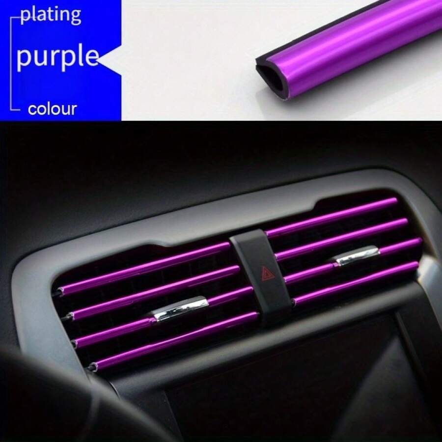 10 件/套汽车出风口装饰条 中网夹条 U 型镀铬装饰条 空调镀铬彩色内饰装饰条