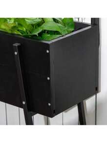 Outsunny Raised Garden Bed With Trellis & Storage Shelf, Elevated Planter Box With Metal Legs, Bed Liner And Drainage Holes, For Vegetable Vines, Climbing Plants, Flowers, Black,UrbanLiving9