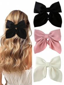 Juego de 2/3/4/5 pinzas para el cabello de colores cortas con lazo para niñas, pasadores de lazo clásicos suaves, diadema de seda vintage con pinza metálica, accesorios elegantes para el cabello, gran regalo para niñas