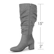 Women's Slouchy Suede Slip On Knee High Dressy Boots