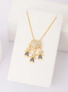 1 件情人节彩色方晶锆石 18k 镀金铜材质 3 男孩和女孩吊坠项链，优雅珠宝礼物，适合情人节、妈妈、母亲、母亲节、礼物 - 金色 - 查看 8