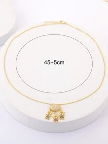 1 件情人节彩色方晶锆石 18k 镀金铜材质 3 男孩和女孩吊坠项链，优雅珠宝礼物，适合情人节、妈妈、母亲、母亲节、礼物 - 金色 - 查看 4