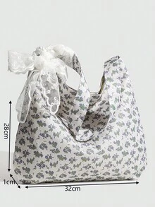 1 chiếc túi xách vuông bằng vải nylon màu trơn, thích hợp cho phụ nữ sử dụng hàng ngày - Màu be - Xem 8