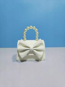 兒童時尚新款珍珠手提包，節日禮物PU皮手提蝴蝶結時尚公主迷你手袋，小錢包，迷你肩袋 - 均碼 - 查看 11