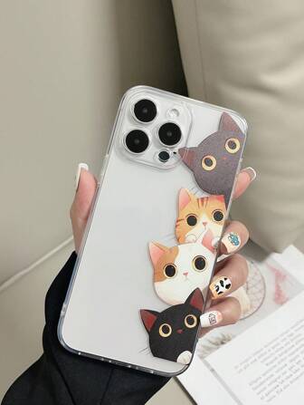 1 件透明 TPU 防震彩色猫图案手机壳适用于 15/15pro/15plus/15promax/16/16pro/16plus/16promax/17/17pro/17promax、Galaxy S23 Ultra/A14/A24、Redmi Note 12 Pro、Pixel 8/8 Pro