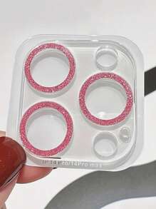 1pc Glitter Phone Camera Protector, Lens Sticker With Glitter Lens Film Gift For Birthday, Family, Friends Sparkling Crystal, Lens Protector, Phone Accessories Waterproof Shockproof Anti-Fall Anti-Fall Scratch Resistant Anti-Fingerprint Full Cover - Pink - View 3