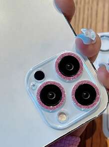 1pc Glitter Phone Camera Protector, Lens Sticker With Glitter Lens Film Gift For Birthday, Family, Friends Sparkling Crystal, Lens Protector, Phone Accessories Waterproof Shockproof Anti-Fall Anti-Fall Scratch Resistant Anti-Fingerprint Full Cover - Pink - View 4