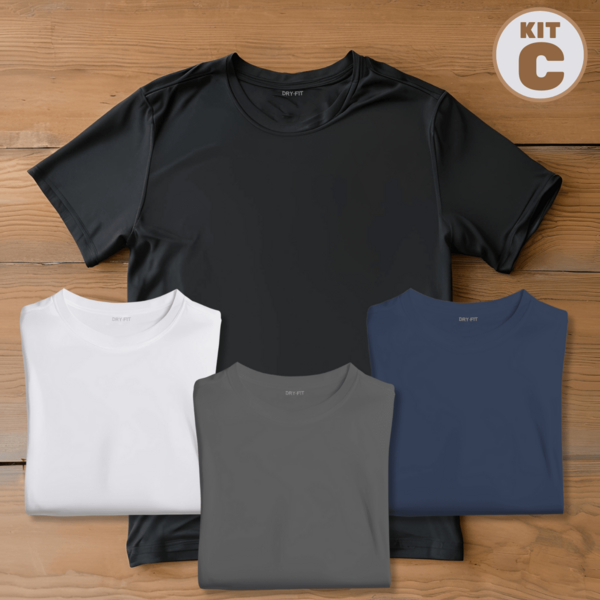 KIT 4 Camisetas Dry fit Slimfit Padrão e Plus Academia Casual Treino Musculação Esportes ao Ar Livre Exercícios Corrida Tecido Furadinho Básica