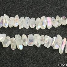 Natural Quartz Crystal Stick Spikes Points Beads 2-8cm Loose Raw Top Drilled Gemstone Beads For Jewelry Making DIY Accessories 10pcs