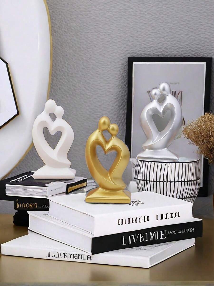 1 bức tượng cặp đôi hiện đại tối giản, đồ trang trí điêu khắc sáng tạo cho phòng khách, tủ TV, quà cưới, quà tặng ngày lễ tình nhân - nhiều màu - Xem 1