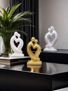 1 bức tượng cặp đôi hiện đại tối giản, đồ trang trí điêu khắc sáng tạo cho phòng khách, tủ TV, quà cưới, quà tặng ngày lễ tình nhân - nhiều màu - Xem 3