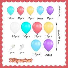 132 件彩色气球花环套装，蓝色、黄色、灰色、粉色 - 包括蓝色、栗色、紫色、黄色气球、拱门和花气球，各种尺寸适合时尚生日派对装饰 - 彩色 - 查看 2