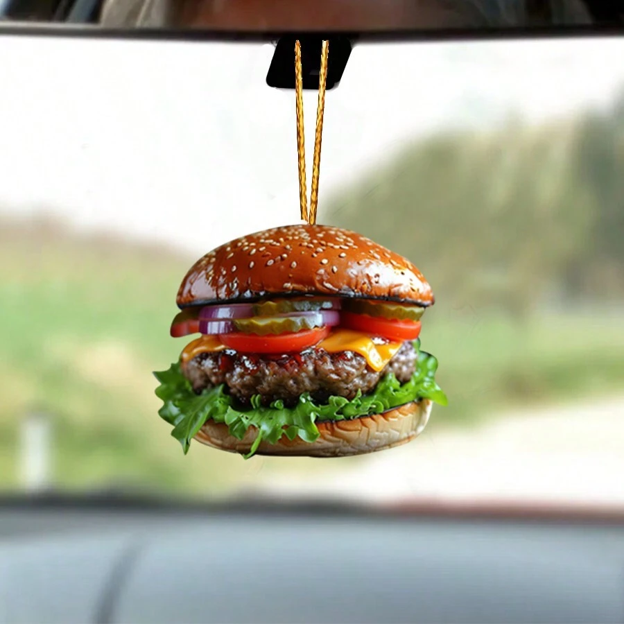 1 件亚克力汉堡装饰适合悬挂在汽车后视镜上 - 小掛件 - 查看 1