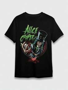 Alice Cooper Rock Band T-Shirt 100% Cotton - Fast Shipping Plus Size - 黑色 - 查看 2