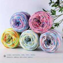 Sợi len nhuộm màu cho áo phông, 300g/bộ, 109,36 yard, nhiều màu, polyester, sợi len ruy băng thủ công DIY - Thích hợp cho chăn, đệm, búp bê, gối trang trí, đồ dùng đan móc - Nhiều màu - Xem 6