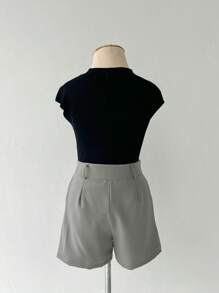 Female Fashion Shorts Women's Tailored Casual Versatile Front Pockets Zipper With Buttons - 灰色 - 查看 2