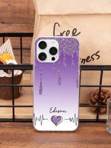 1 gepersonaliseerde ECG-hartslagnaam bedrukte telefoonhoes compatibel met Apple, enz.