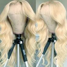 26inch Wavy Blonde Lace Front Wig Long Loose Wave 13x4x1 Middle Part Pre Plucked Heat Resistant Synthetic Lace Front Wigs For Fashion Women Girls Cosplay Party  Daily Wear - 金髮女郎 - 查看 1