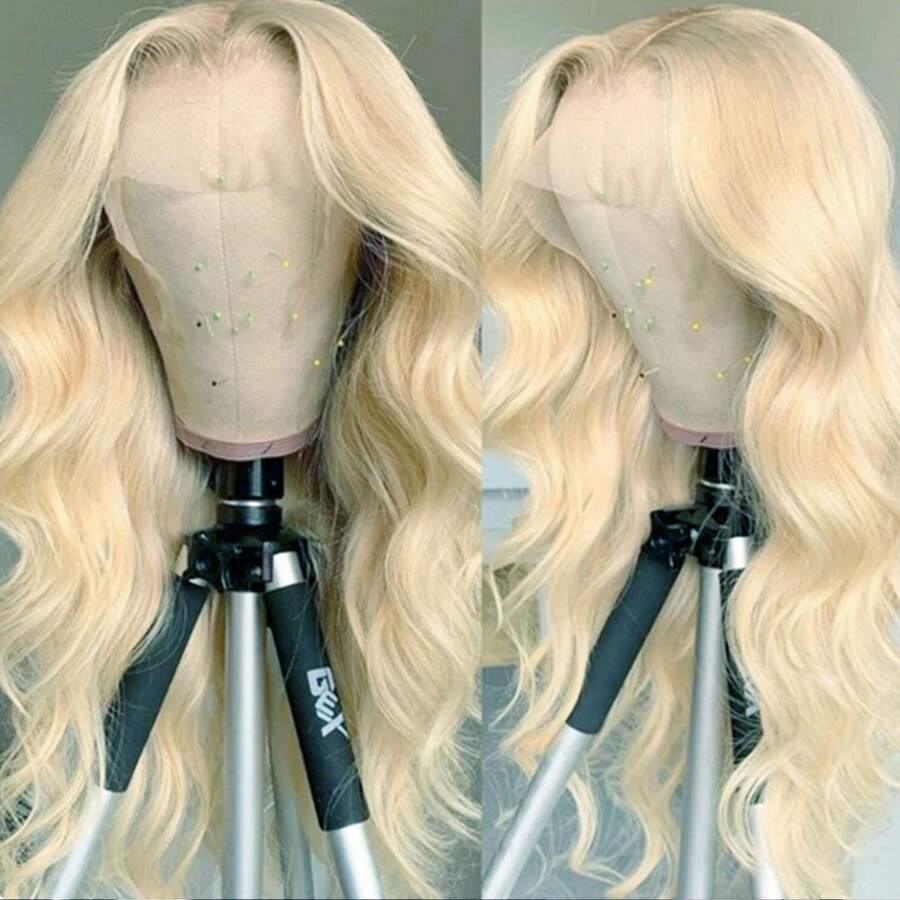 26inch Wavy Blonde Lace Front Wig Long Loose Wave 13x4x1 Middle Part Pre Plucked Heat Resistant Synthetic Lace Front Wigs For Fashion Women Girls Cosplay Party Daily Wear - 金髮女郎 - 查看 1