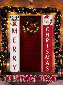 1 套圣诞门廊装饰雪人圣诞装饰品，圣诞快乐悬挂横幅欢迎冬季家居户外室内墙壁圣诞装饰，70.8 * 11.8 英寸，2 种款式 - 多色 - 查看 2