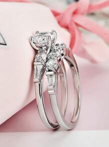 2 件时尚创意奢华闪亮独特设计波西米亚风格婚礼/订婚礼物戒指，适合女性日常佩戴