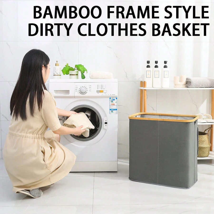 竹框式脏衣篮，简易折叠收纳篮，大容量多用途亚麻脏衣篮，可收纳玩具也可收纳卫生间脏衣篮杂物篮抽屉式衣柜收纳袋壁橱收纳绗缝袋床底收纳盒隔断式衣服垃圾袋家庭卧室返校宿舍用衣服，适用于杂物内衣胸罩衣服内衣内裤牛仔裤袜子T恤正装鞋，可折叠 6/7/11 格，打包必需品，衣服收纳抽屉盖/衣柜收纳袋/壁橱收纳/绗缝袋床底收纳盒 - 彩色 - 查看 1