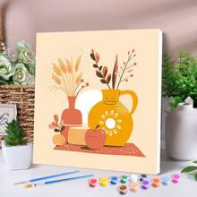 1/2/4幅装裱DIY数字油画卡通花卉图案，易于在画布上绘制，数字绘画DIY工艺品墙画，20x20厘米/7.87x7.87英寸