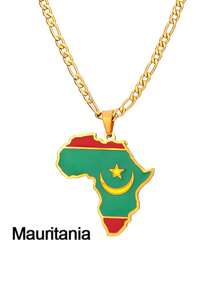 GuoShuang 1 件嘻哈非洲地图吊坠项链不锈钢阿尔及利亚摩洛哥埃及突尼斯 Libay 珠宝 - 金色 - 查看 24