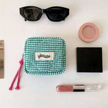 1 件装韩版格子迷你女士口红包旅行便携小化妆包拉链便携卫生棉条包，小巧可爱卫生巾包，多功能旅行收纳包，图案可爱，适合存放女性个人护理用品，女士礼物，圣诞礼物，女士送礼佳品，化妆包，旅行必备 - 彩色 - 查看 5