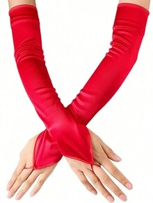 1 Cặp Găng Tay Satin Móc Ngón Tay Cho Nữ Dự Tiệc Opera Cưới Hỏi - Nhiều màu - Xem 3