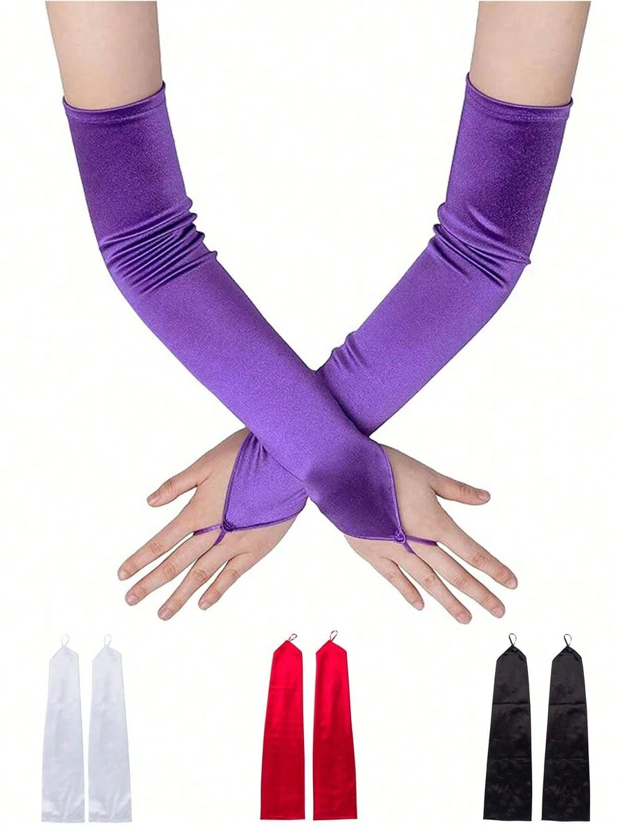 1 Cặp Găng Tay Satin Móc Ngón Tay Cho Nữ Dự Tiệc Opera Cưới Hỏi - Nhiều màu - Xem 1