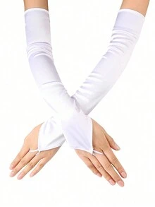 1 Cặp Găng Tay Satin Móc Ngón Tay Cho Nữ Dự Tiệc Opera Cưới Hỏi - Nhiều màu - Xem 4