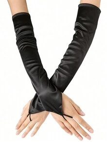 1 Cặp Găng Tay Satin Móc Ngón Tay Cho Nữ Dự Tiệc Opera Cưới Hỏi - Nhiều màu - Xem 2