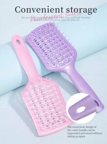 顺发梳 湿发 1 件 空心盾形梳 钻石梳 原装梳子 大号弯梳 肋梳 家用梳子 顺发按摩 蓬松梳子，纯色，双色，珠光，电镀 顺发梳 适用于自然发质 适用于女性男性女孩 减少头发拉扯和卷曲分离 - 彩色 - 查看 10