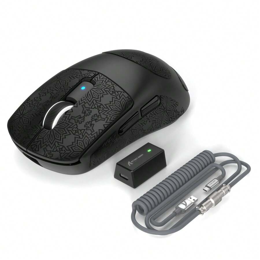 FREEWOLF Chuột chơi game không dây ATTACK SHARK R6, PixArt PAW3950MAX 42000 DPI, Chuột công thái học siêu nhẹ 39g, Trình điều khiển web tốc độ bỏ phiếu 8K, Chuột ba chế độ có dây BT5.2/2.4Ghz/có dây với cáp cuộn