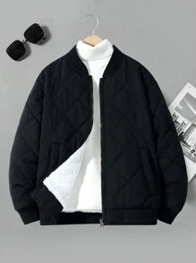 1pc Tween Girl Fashion Versatile Daily Outdoor Sports Casual Thermal Lined Thick Jacket, Autumn/Winter