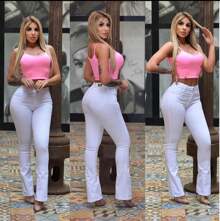 White Flare Pants With Elastane - 白色 - 查看 3