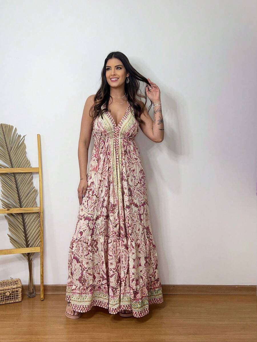 NILMAGEO DRESS - 酒紅色 - 查看 1