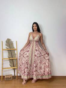 NILMAGEO DRESS - 酒紅色 - 查看 6